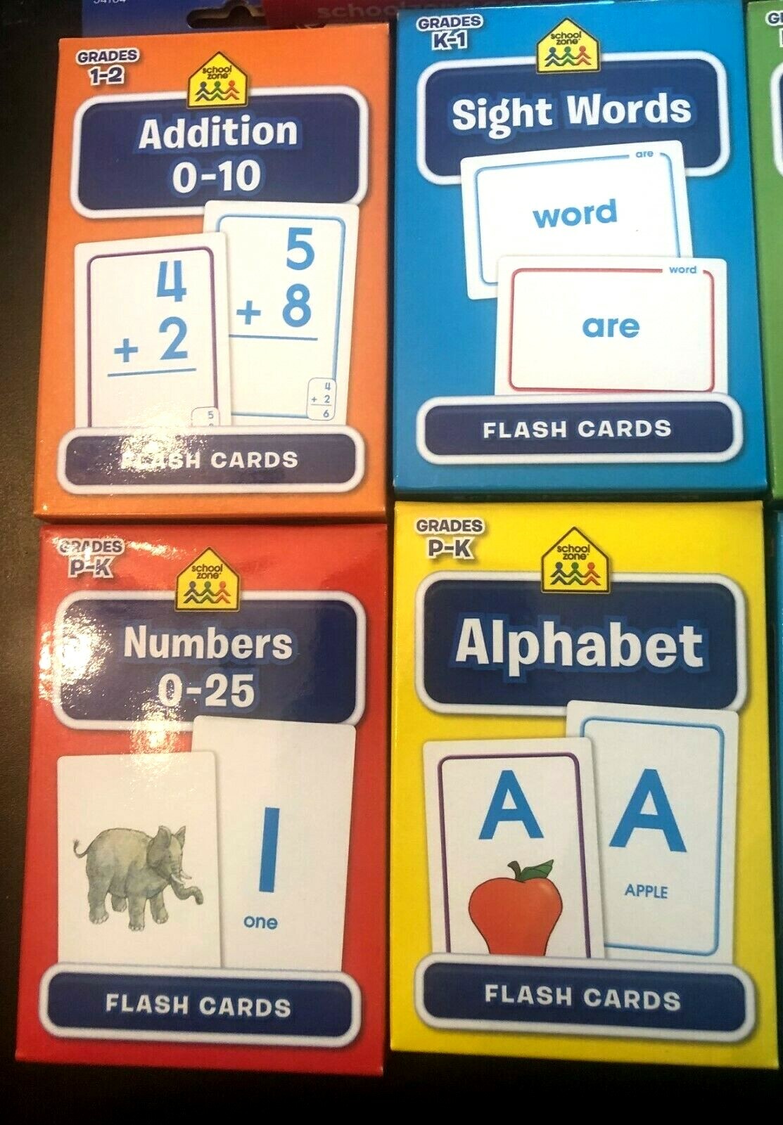 8 FLASH CARD PACKS SET – 34 CARDS EACH (272 TOTAL) SCHOOL SUPPLIES KIDS MATH ABC