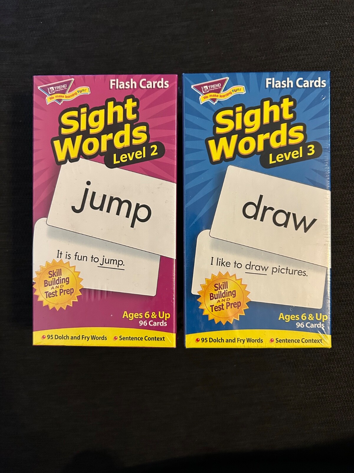 Trend Sight Words Level 2 & 3 Flash Cards 96 cards each pack Ages 6+