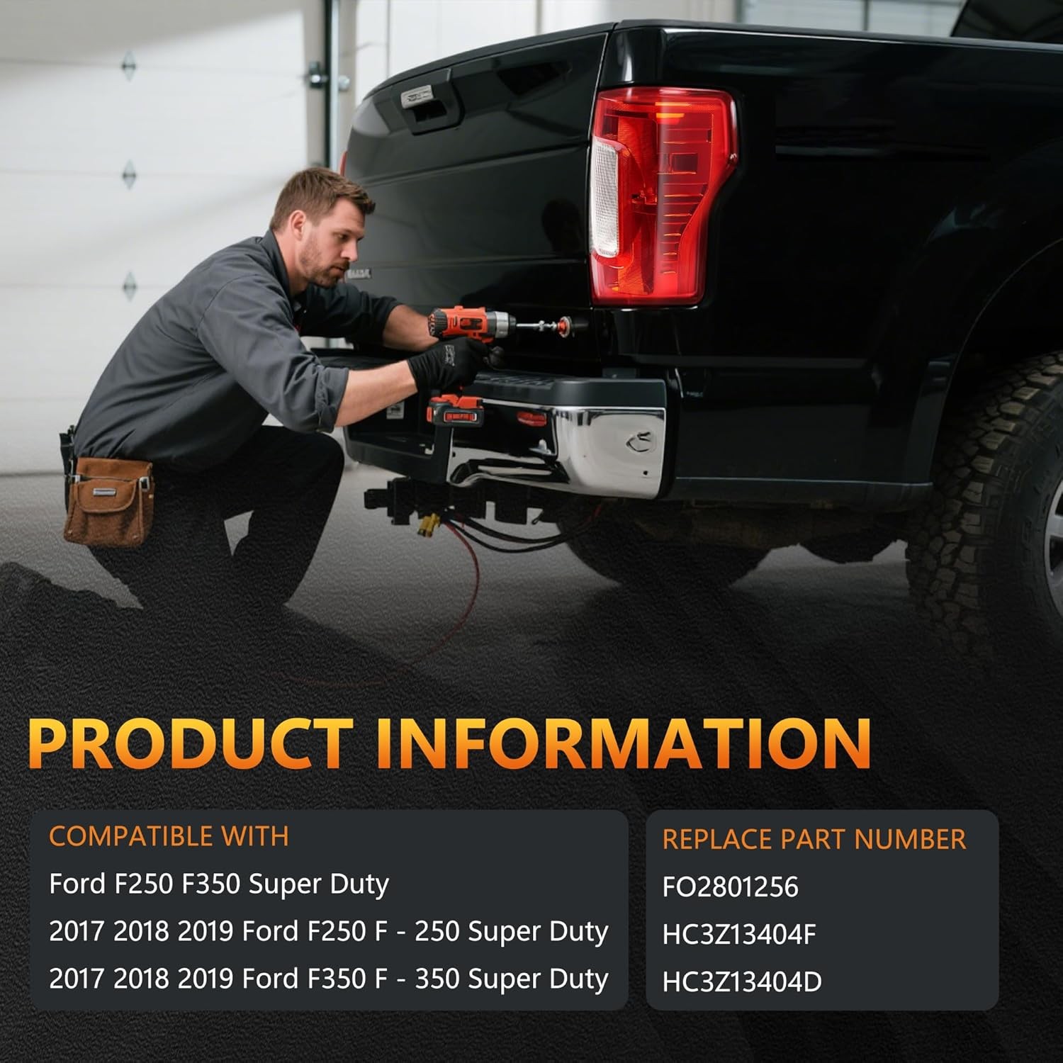 Tail Light Compatible With 2017-2019 Ford F-250 F-350 Super Duty Right Passenger