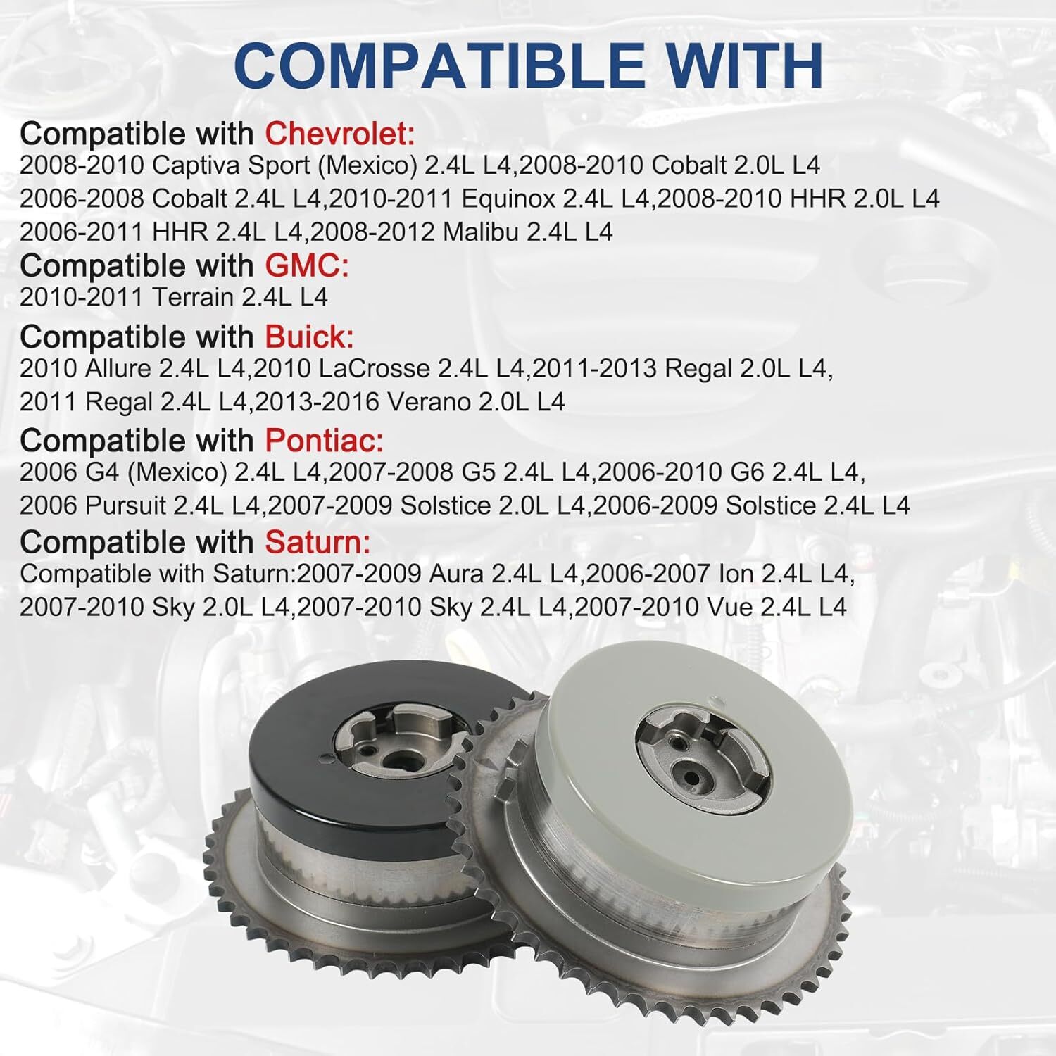 Intake&Exhaust Camshaft VVT Sprocket Compatible with Buick LaCrosse Regal