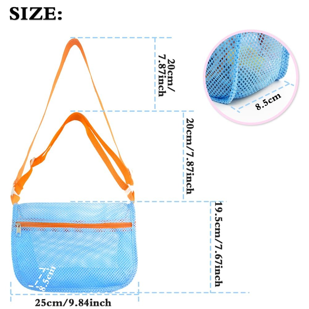 Beach Mesh Shovel and Shell Bag Set, Kids Sand Filter Scooper Toys – 10 inch