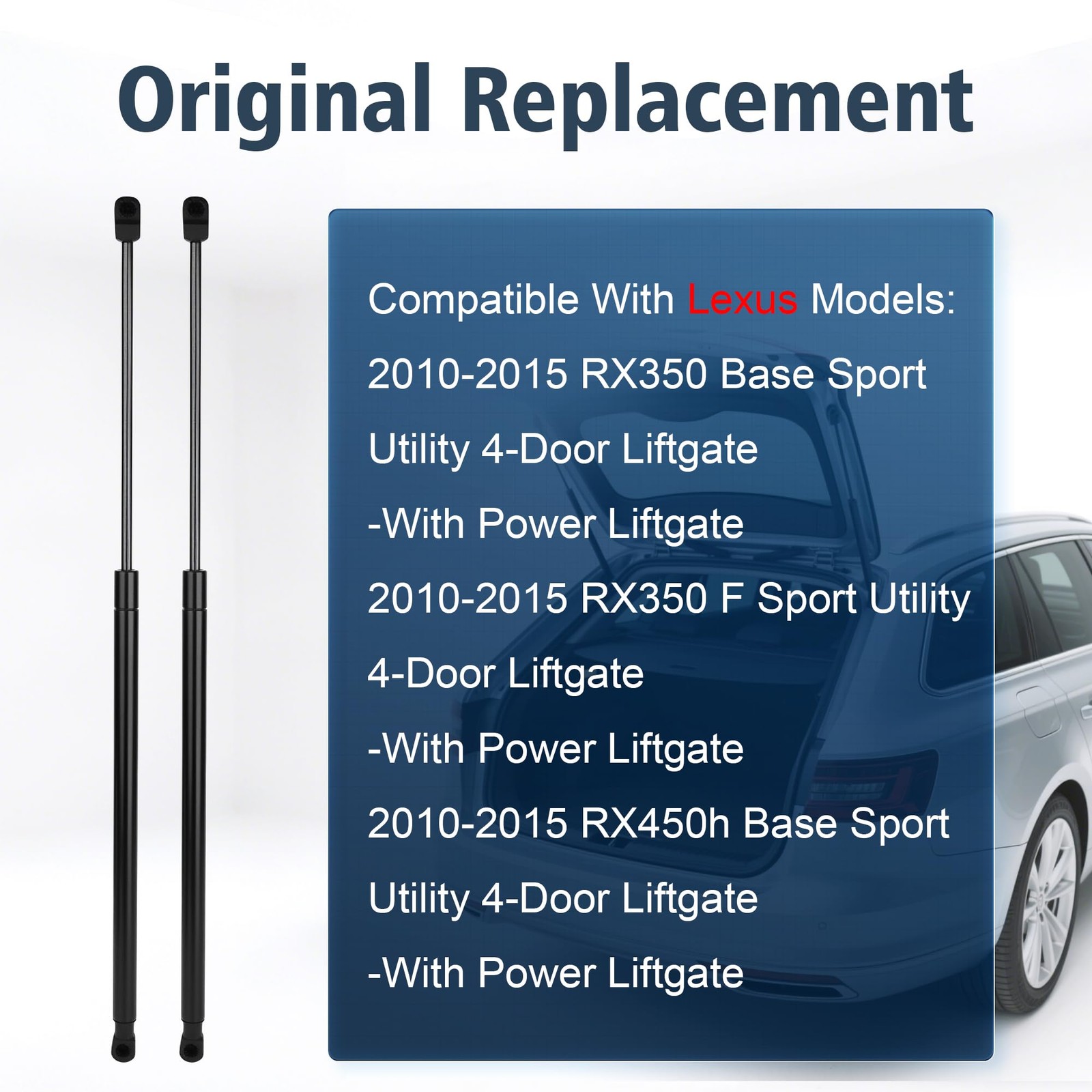 Rear Liftgate Hatch Tailgate Struts Lift Support Shocks for Lexus RX350 black