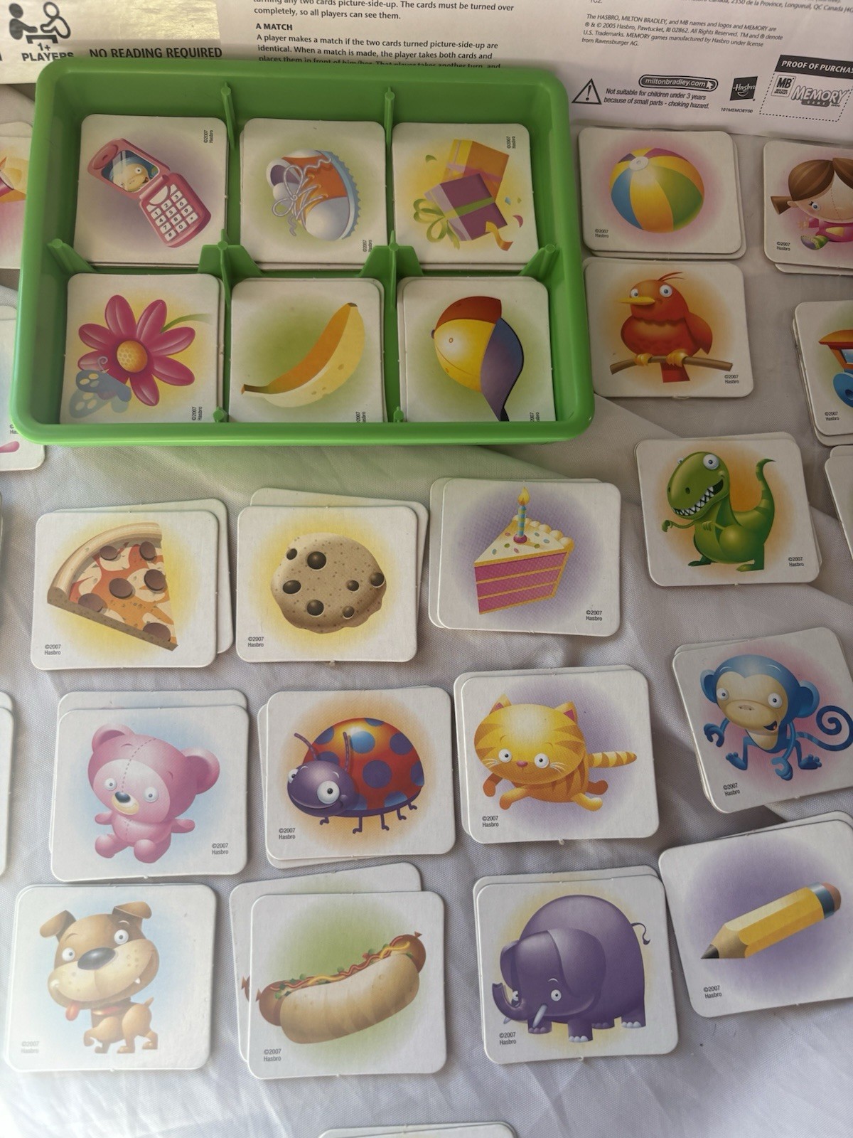 Original Memory Game Hasbro 2007 Complete With 72 Picture Cards And Instructions