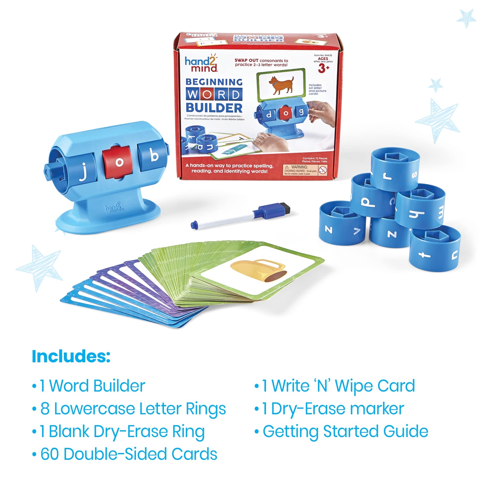 CVC Word Builder Activity Kit for Kids Spelling Reading Sight Words Learning