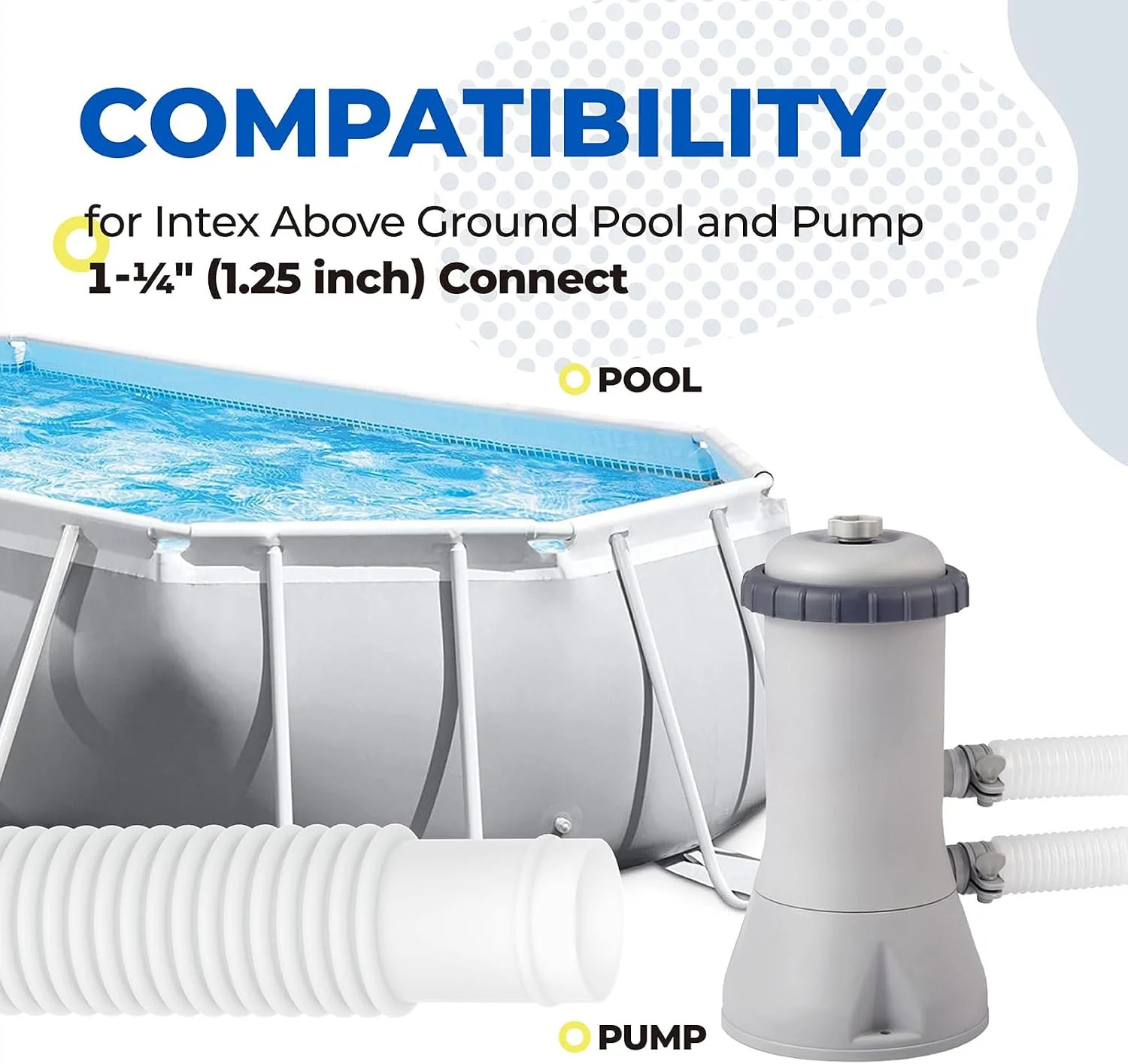 ANTOBLE 1-1/4 Inch x 3ft Pool Hoses for Intex Above Ground Pools Swimming Pool P