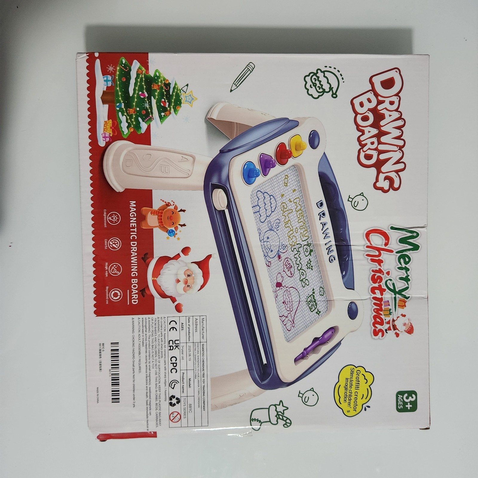 Kids Educational Magnetic Drawing Board w/ 4 stamps 1 pen and 6 brackets – GREEN