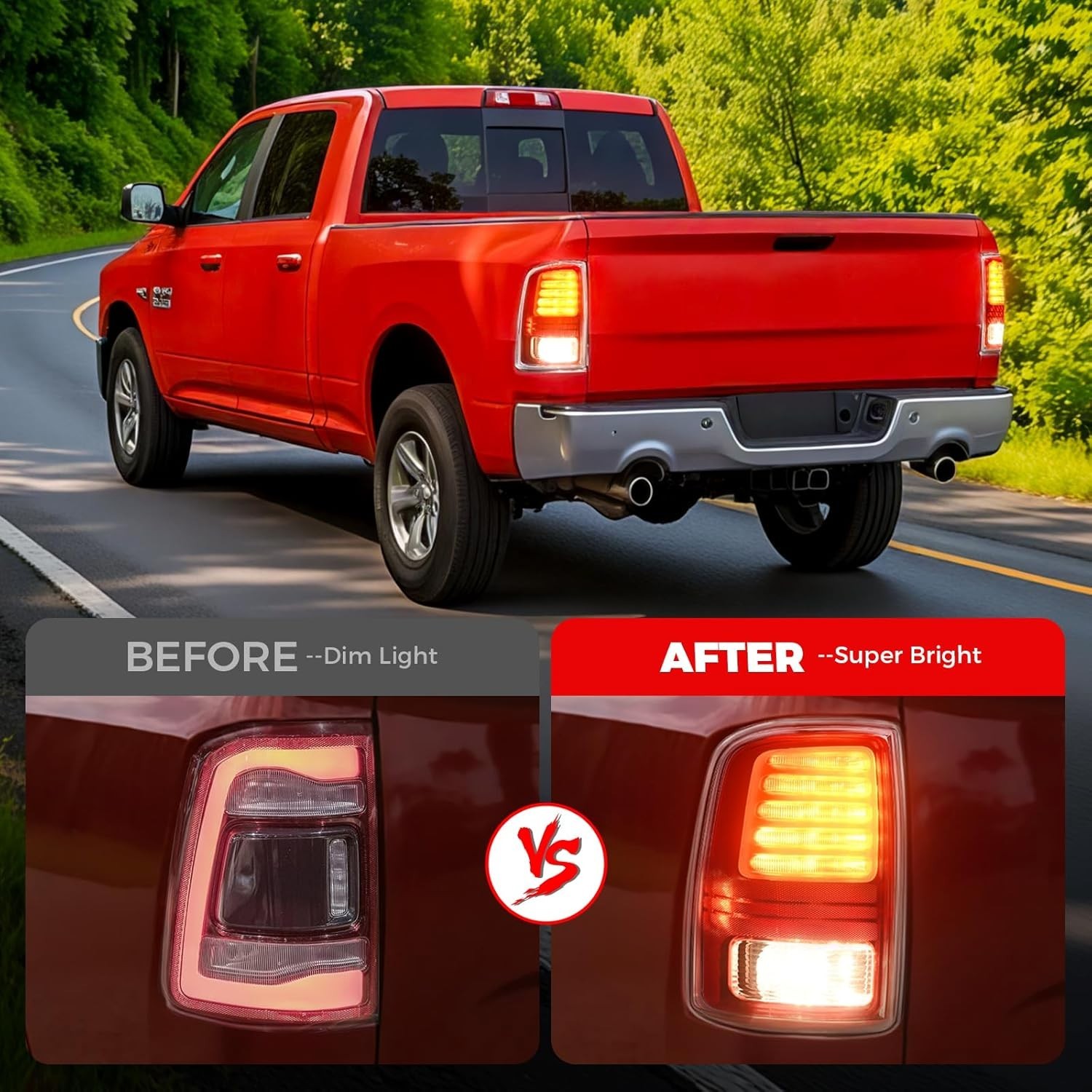 Ram LED Tail Light Assembly Compatible with 2013 2014 2015 2016 2017 2018 Dodg..