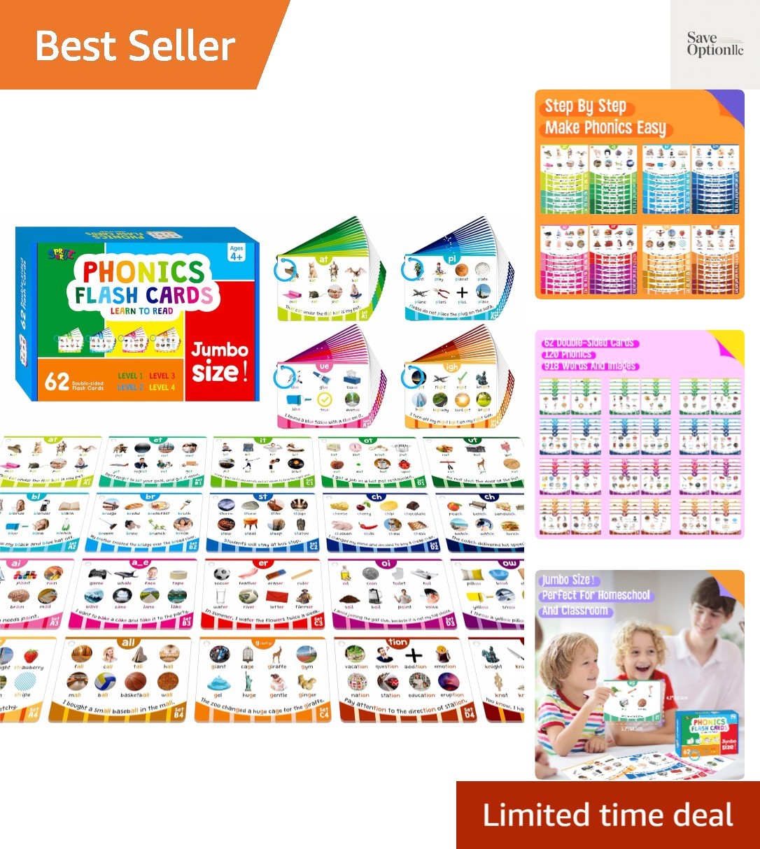 Phonics Flashcards, 120 Phonics 62 Double-Sided Cards – 20 Phonic Group Sets …
