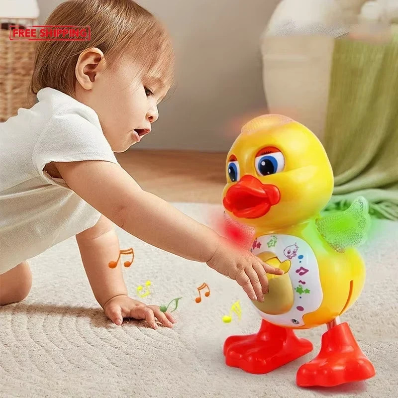Electric Dancing Duck Toy with Music, Blinking Eyes, Cute Gift for Kids