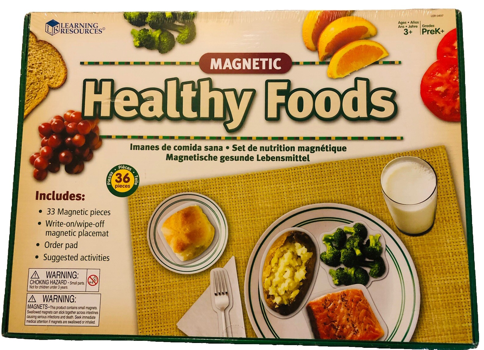 Learning Resources 36-pc Magnetic Healthy Foods Set, Ages 3+ New & Sealed
