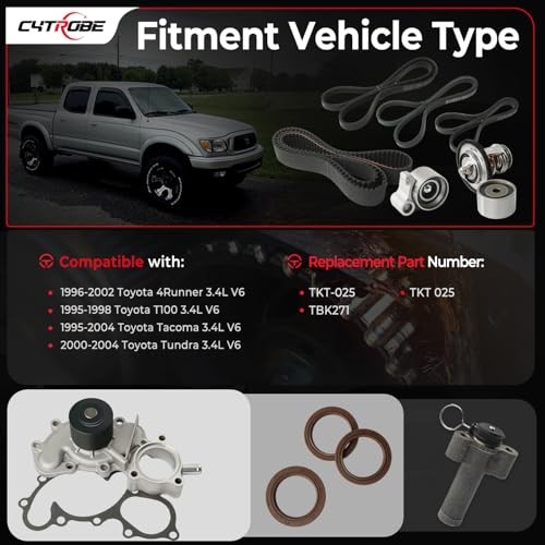 CYTROBE Engine Timing Belt Kit with Water Pump Compatible with 1996-2002 Toyota