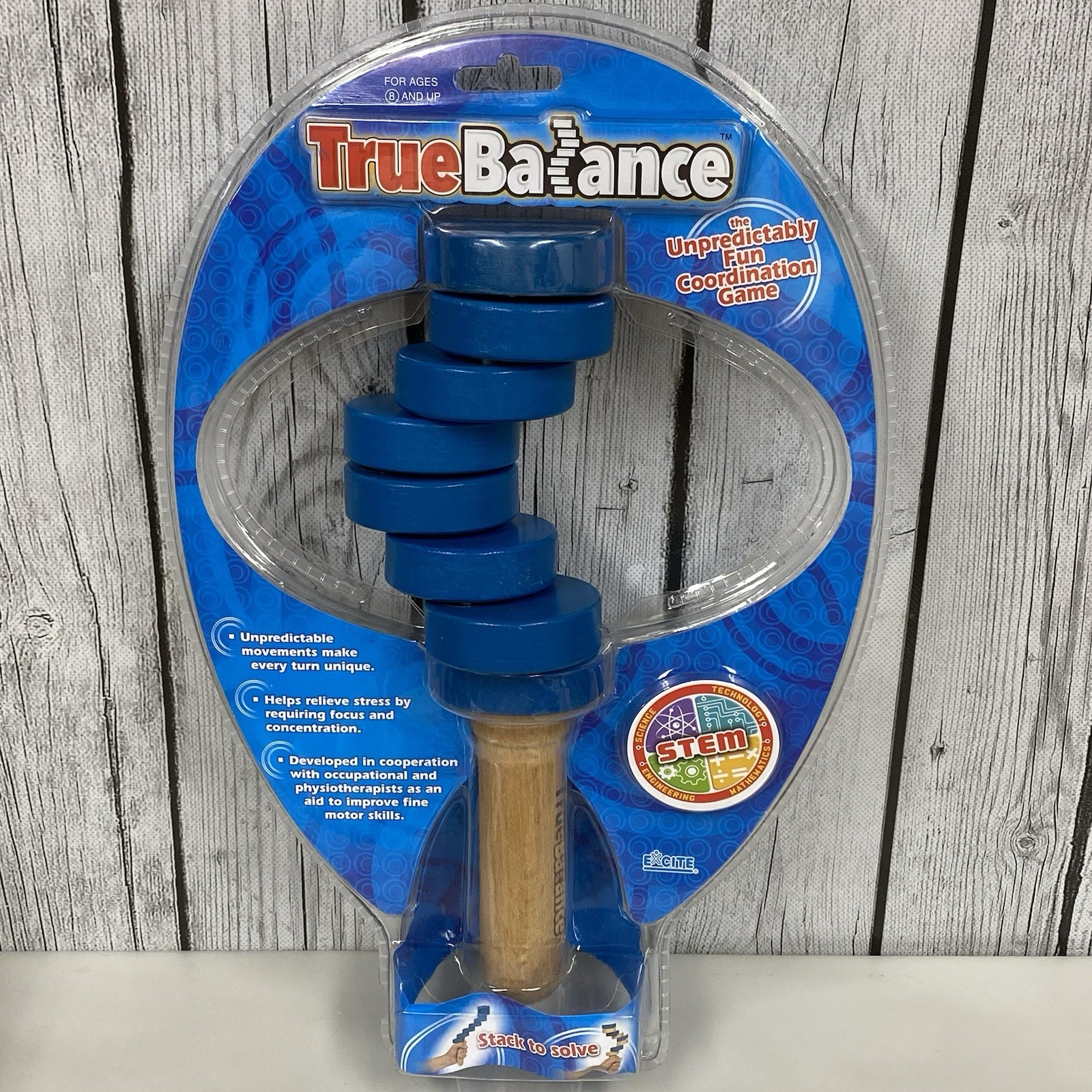 True Balance Coordination STEM Wooden Game Toy Blue Fine Motor Skills By Excite