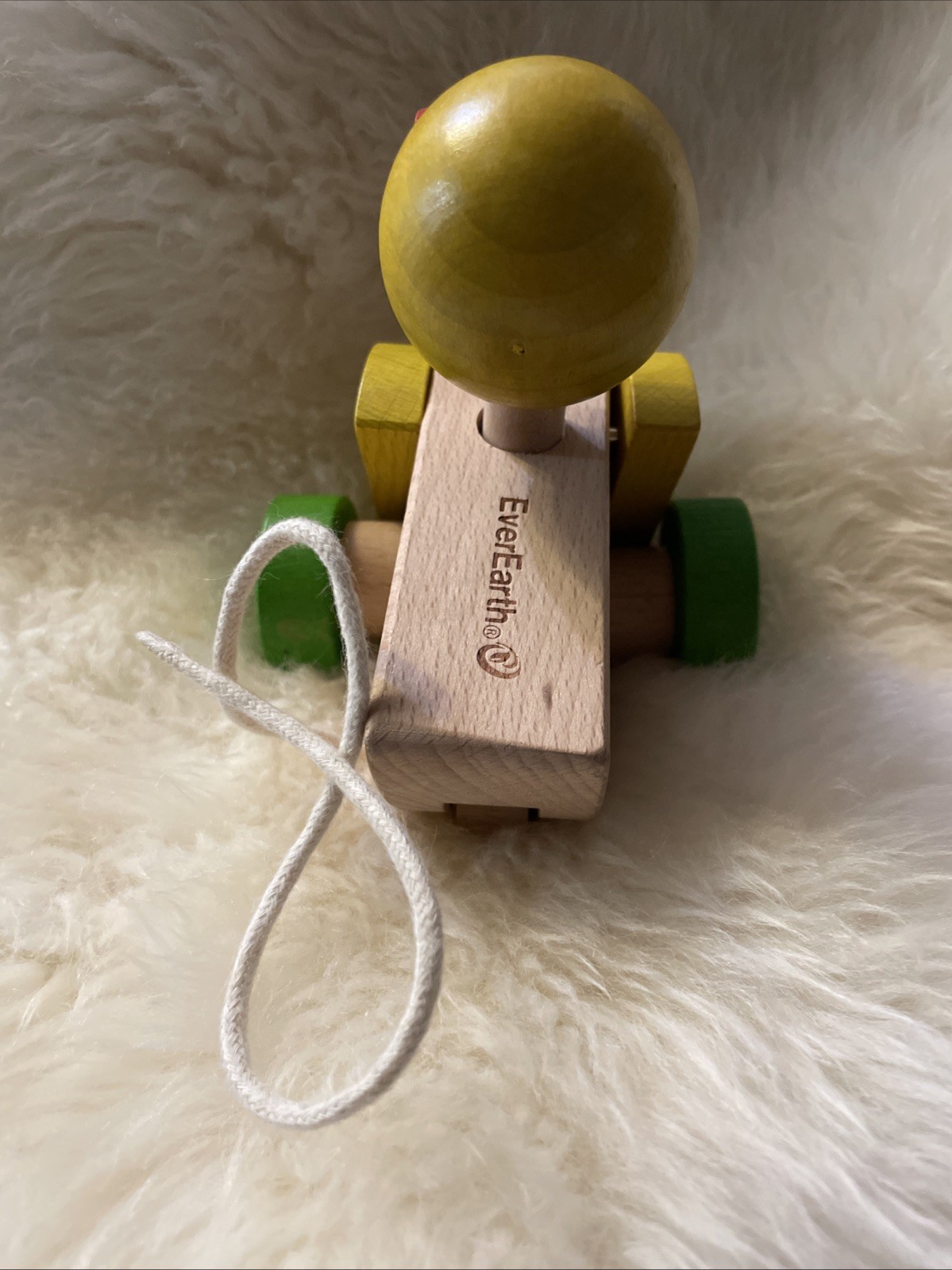 2009 Everearth Pull Along YELLOW DUCK Wooden Toddler/Baby Toy Ever Earth