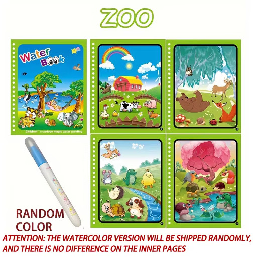 Kids Water Reveal Coloring Book Reusable Painting Activity Book with Pen