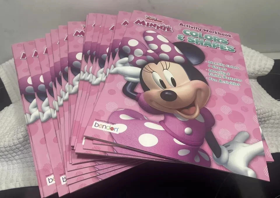 (5) Books Disney Minnie Mouse COLORS & SHAPES Learning Workbooks