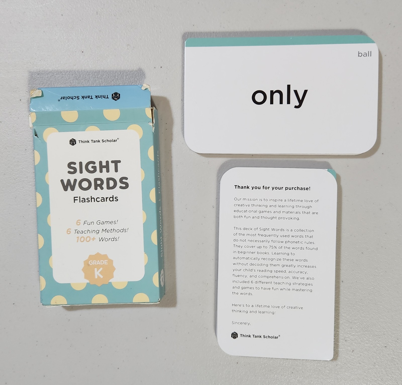 Think Tank Scholar Sight Word Flashcards Grade K Education Learn Teaching Cards