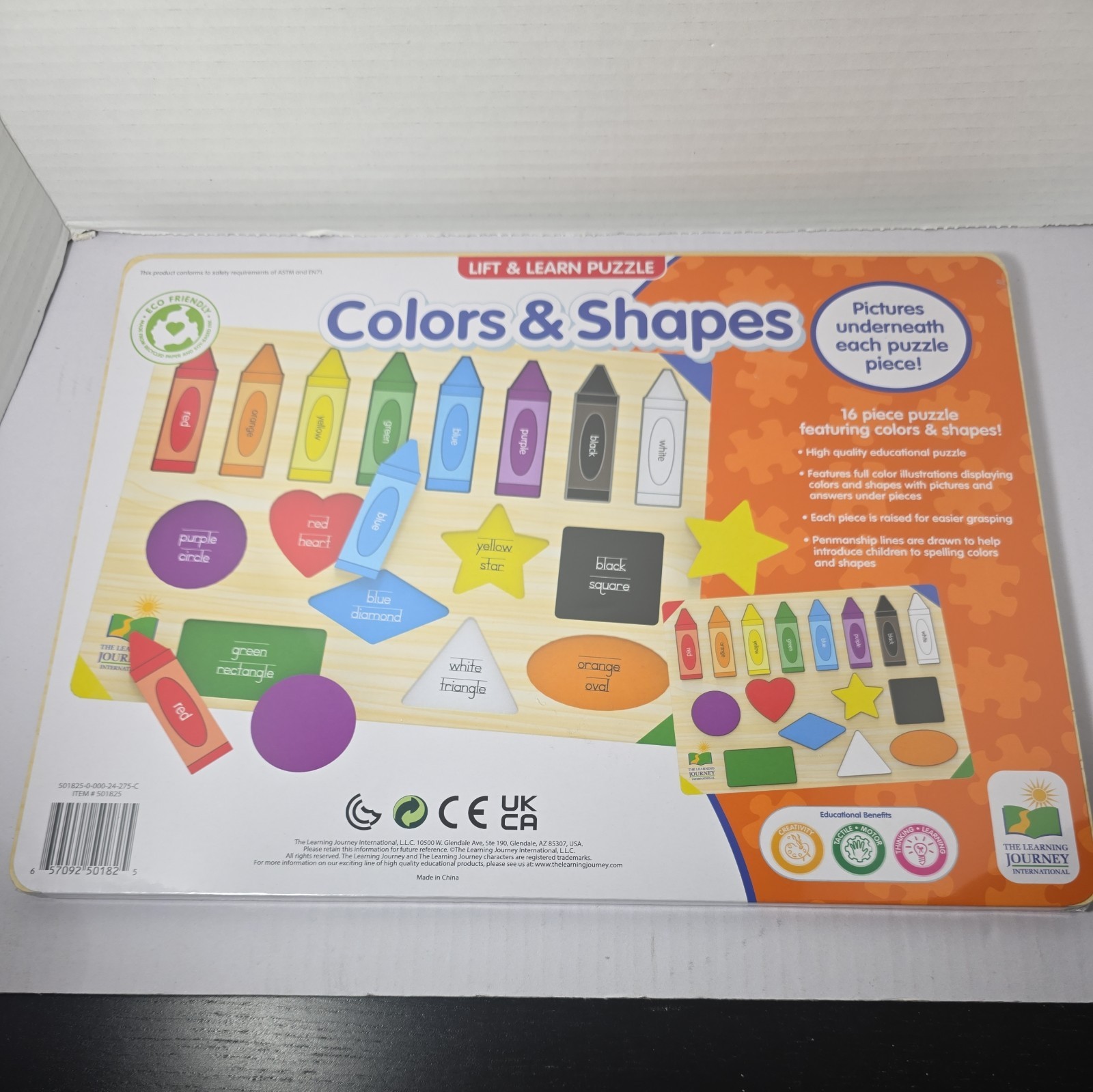 The Learning Journey Lift & Learn Puzzle – Colors & Shapes: 16 Pcs