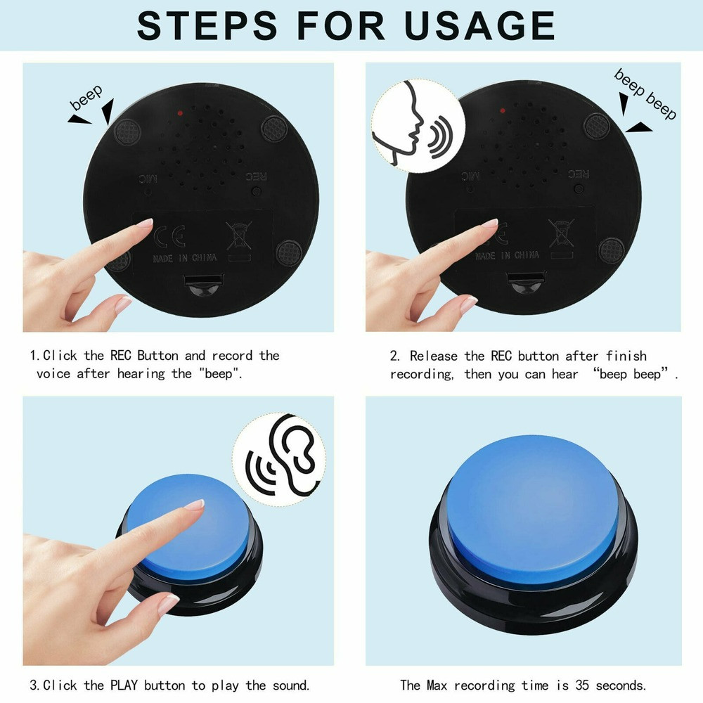 Recordable Easy Button Sound Button Voice Recording Talking Button 30 Second