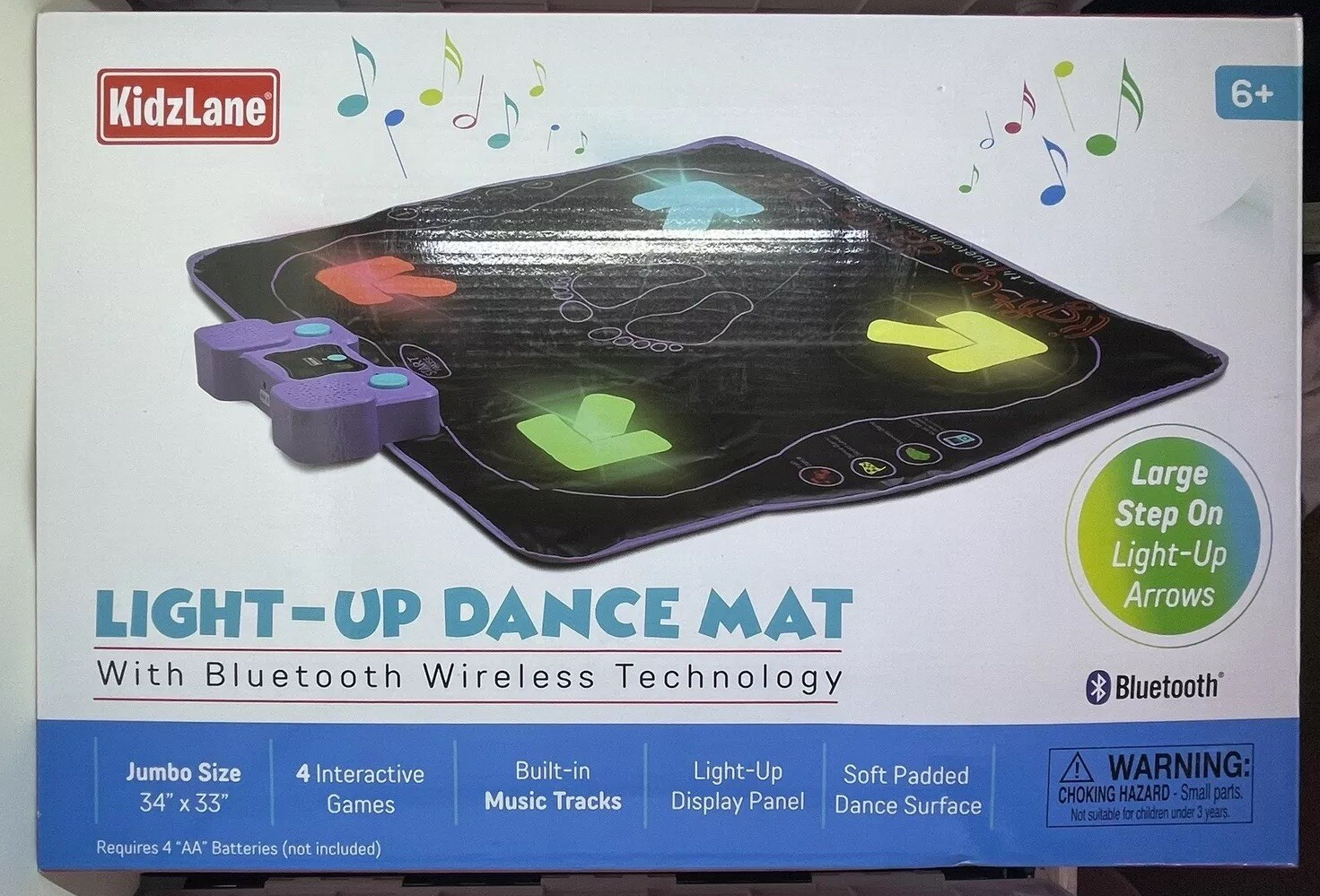 Kidzlane Dance Mat Light Up Dance Pad with Wireless Bluetooth Built in Music