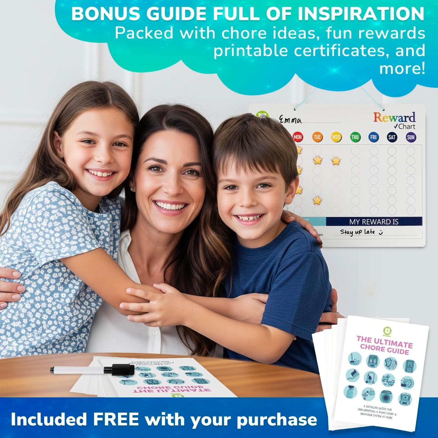 Durable Magnetic Behavior Chart for Kids – Includes 84 Chore Magnets & Marker