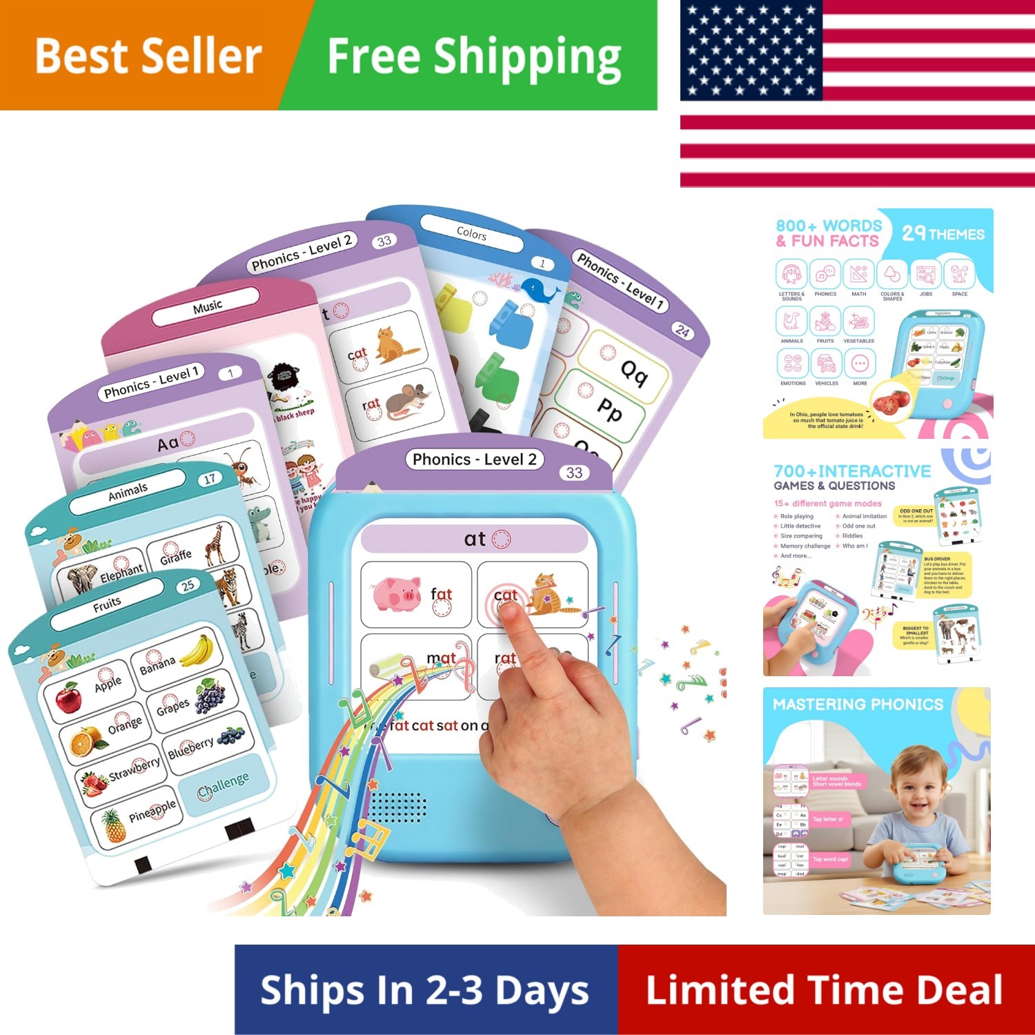 Talking Flash Cards, Phonics Flash Cards, Learn to Read with 166 Pages, 29+ T…