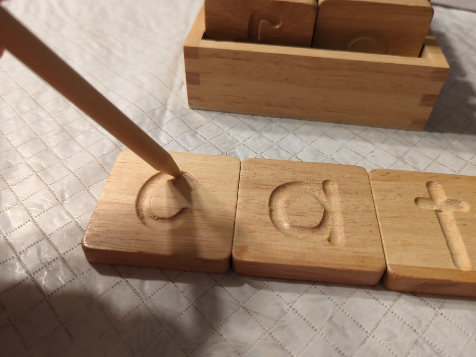 Solid Beechwood Alphabet Tracing Blocks, Learning Letter Formation, Double-Sided