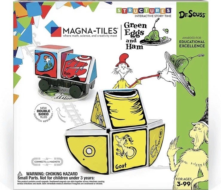 New, Sealed! Dr Seuss Green Eggs And Ham Magna Tiles Magnetic Tiles
