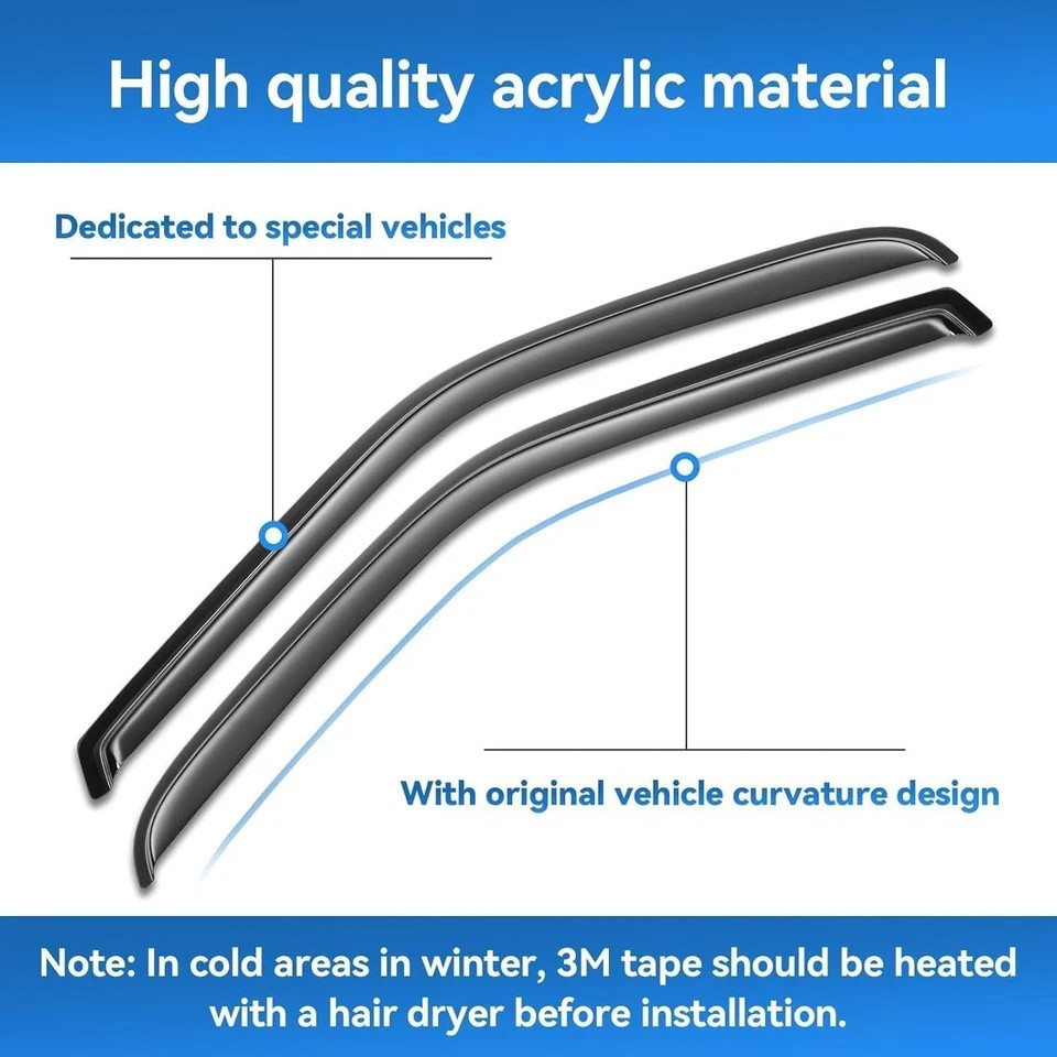 Window Rain Guards for 2007-2013 Chevy Silverado & GMC Sierra 1500 for Extended*