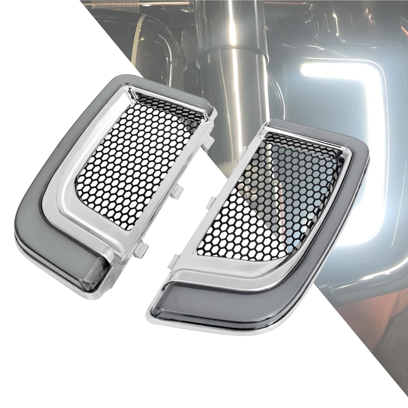 Motorcycle Lower Grills Leg Fairing Light LED Turn Signal Running Light Fit F…