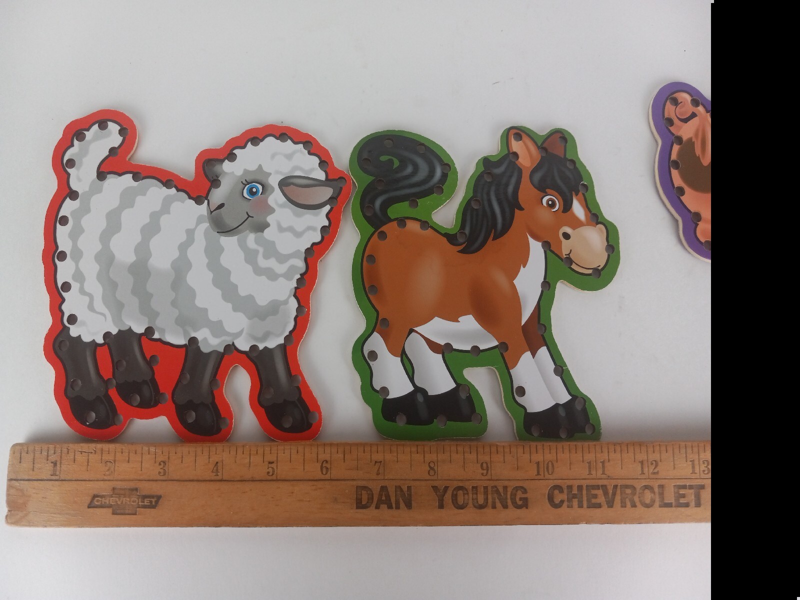 5 piece Farm Animal Lacing Board Education Manipulatives with colorful laces
