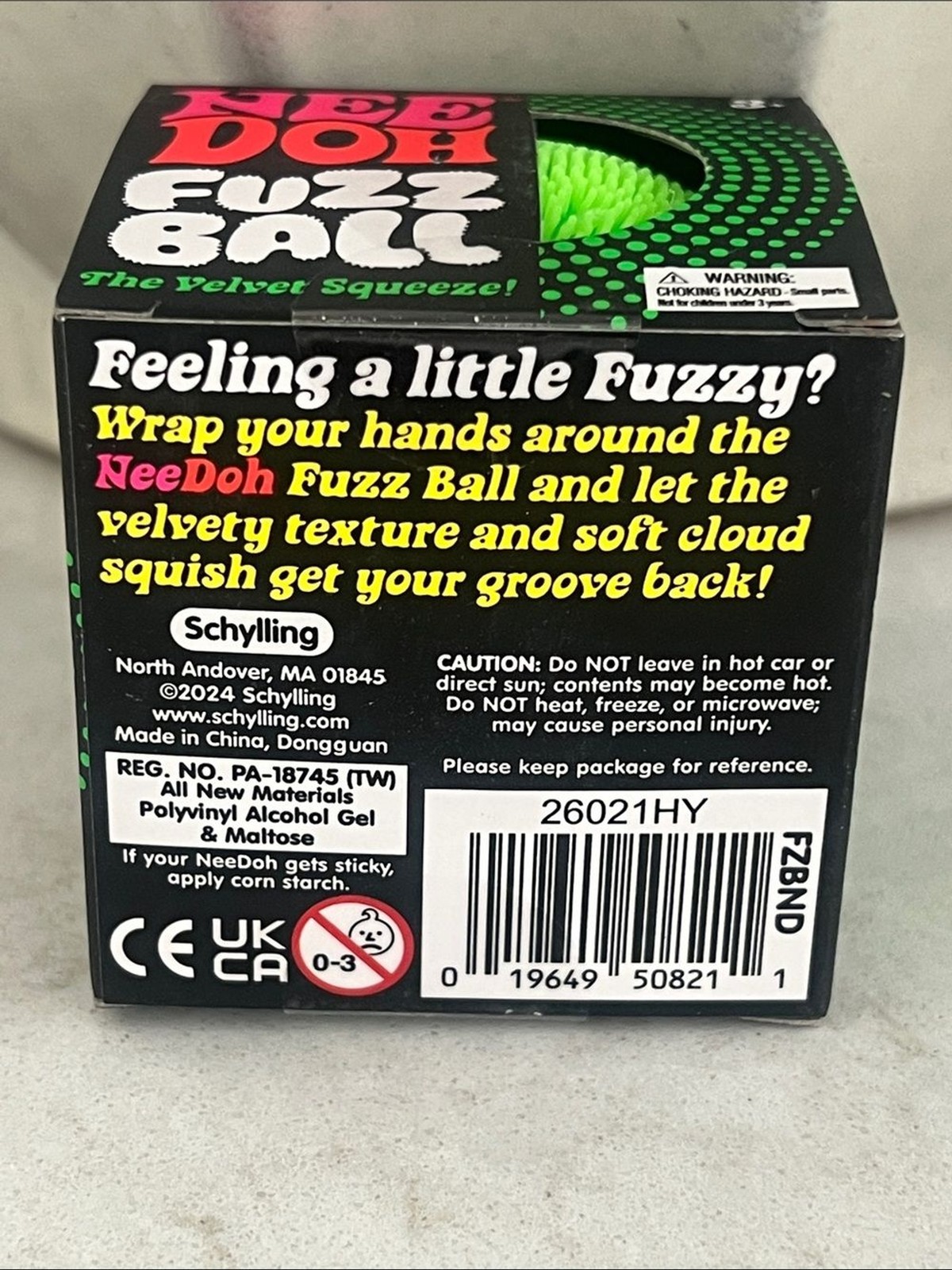 NeeDoh Fuzz Velvet Squeeze Green Fuzzball Squeeze Stress Ball