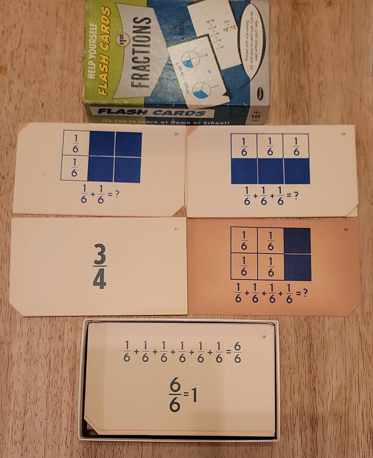 WHITMAN PUBLISHING HELP YOURSELF FLASH CARDS FRACTIONS 1960 N. 4782 No. 10 Set