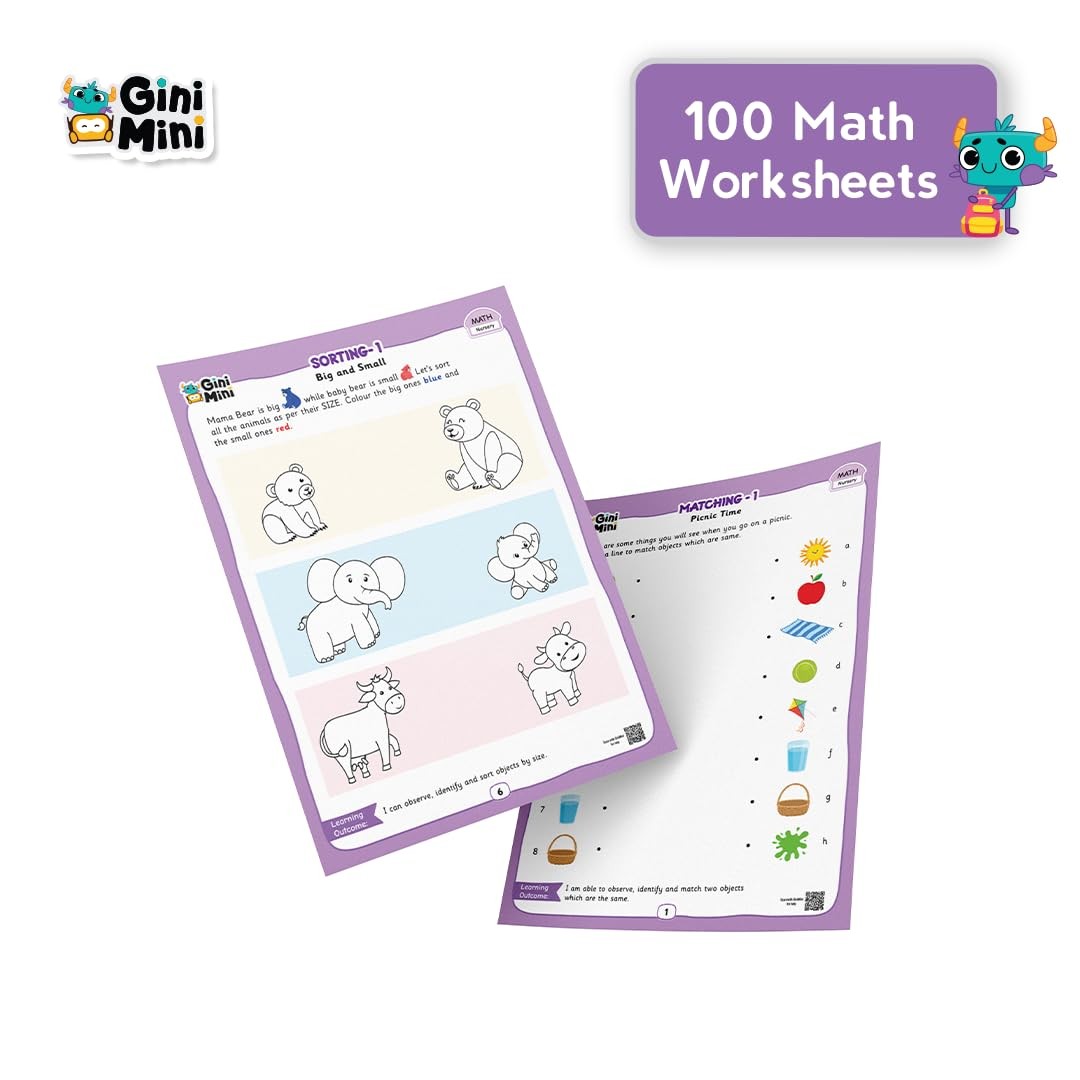300 Nursery Worksheets (English, Maths, Science, & EVS) with Stickers & Index…
