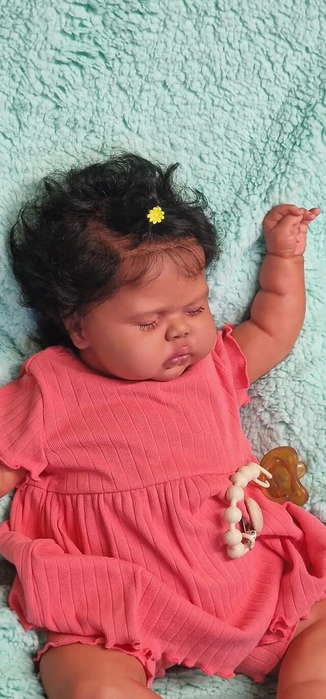 24inch Lifelike Reborn Doll Hand-rooted Hair Toddler Girl Pickle Dark Skin Gifts