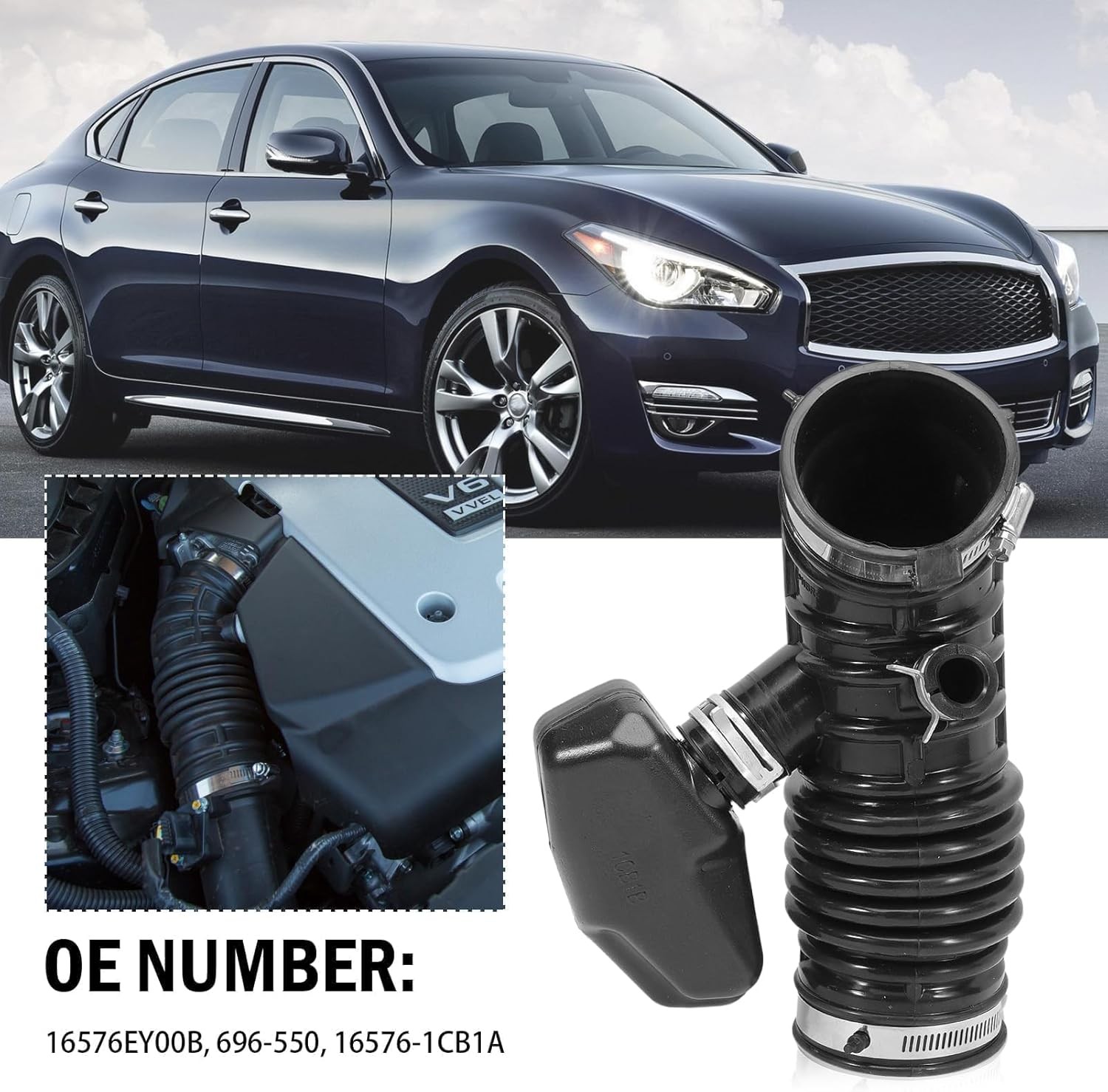 696-550 Engine Air Intake Hose fits 370Z INFINITI G37 Q40 Q60 QX50 V6 3.7L