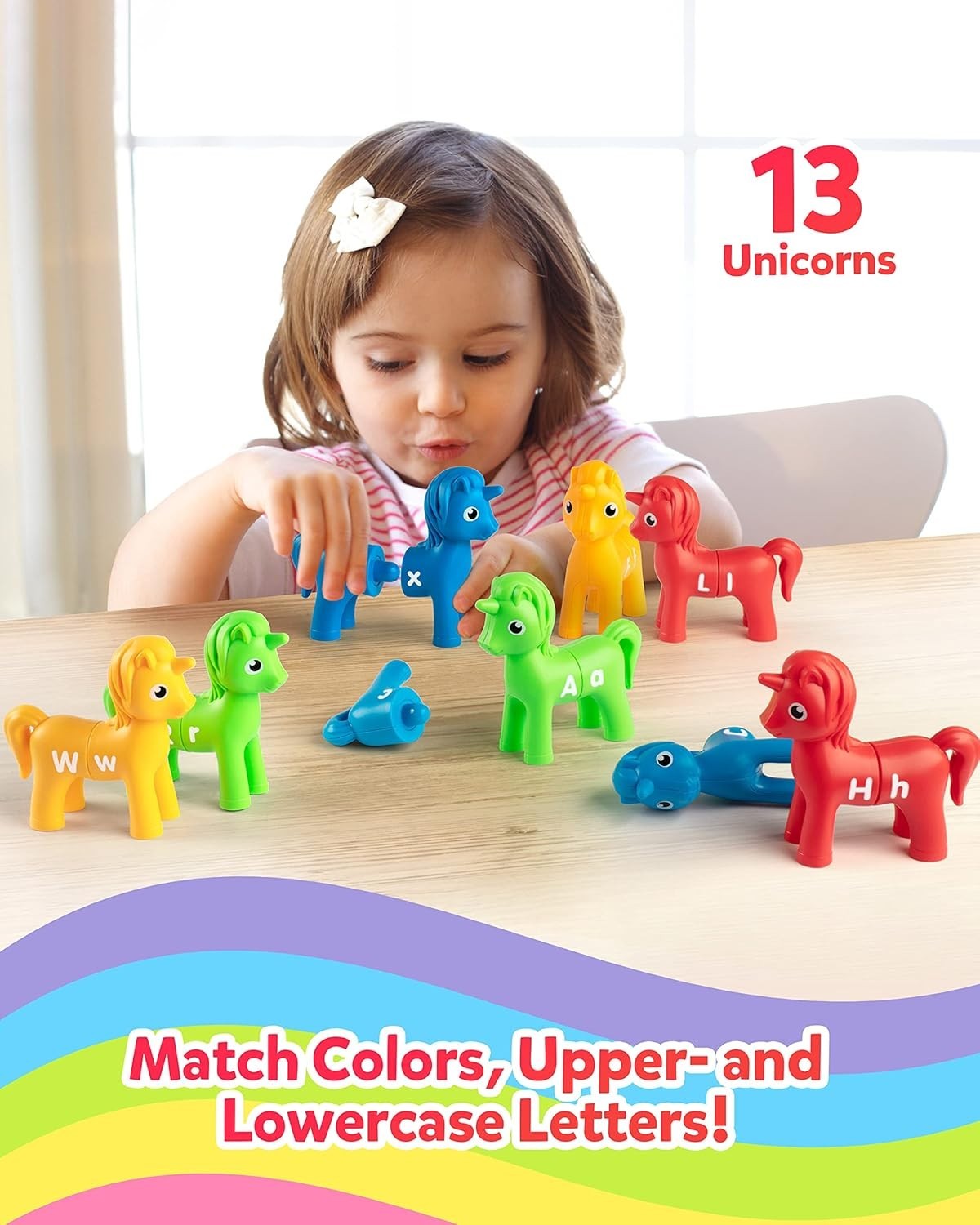 Coogam Unicorn Uppercase & Lowercase Letters Matching Game,13pcs Double-Sided