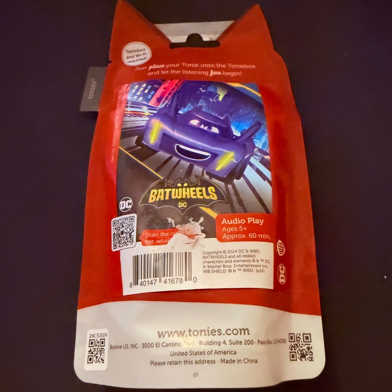 Tonies Batwheels Audio Character Kids OS Purple New Bam Batmobile DC Toniebox