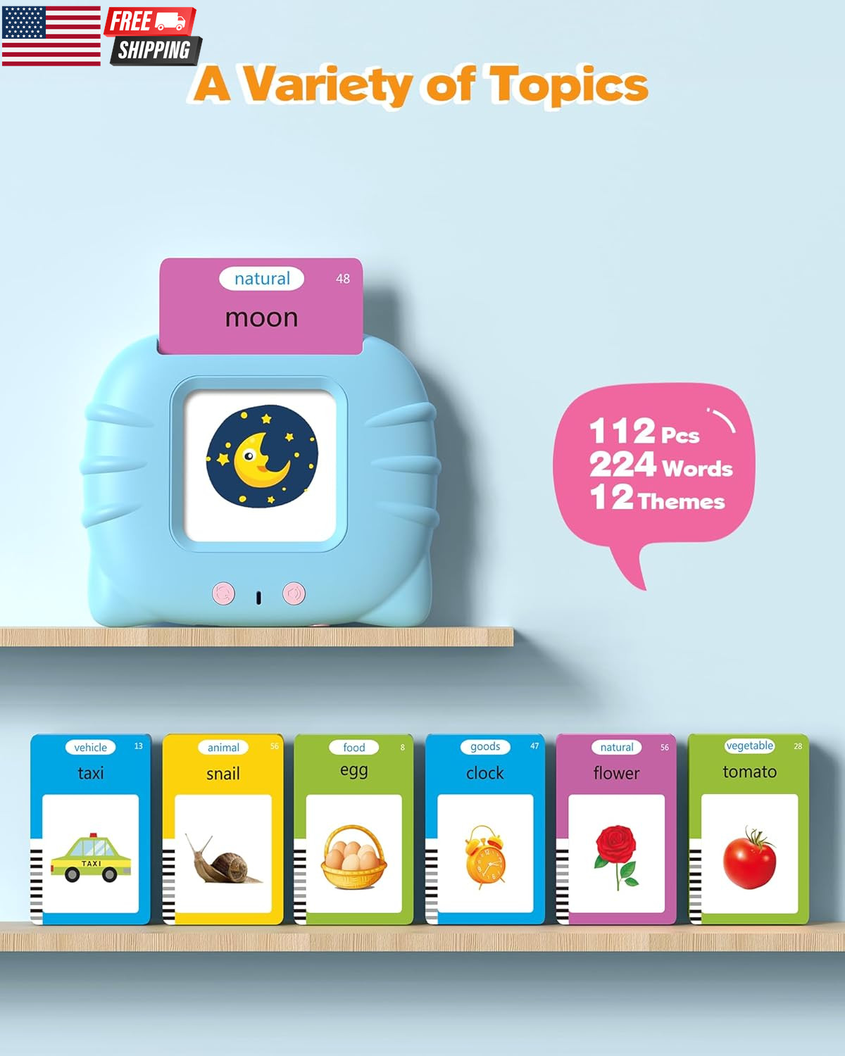 Talking Flash Cards for Toddlers 1 2 3 4 Year Olds, Montessori Language Learning