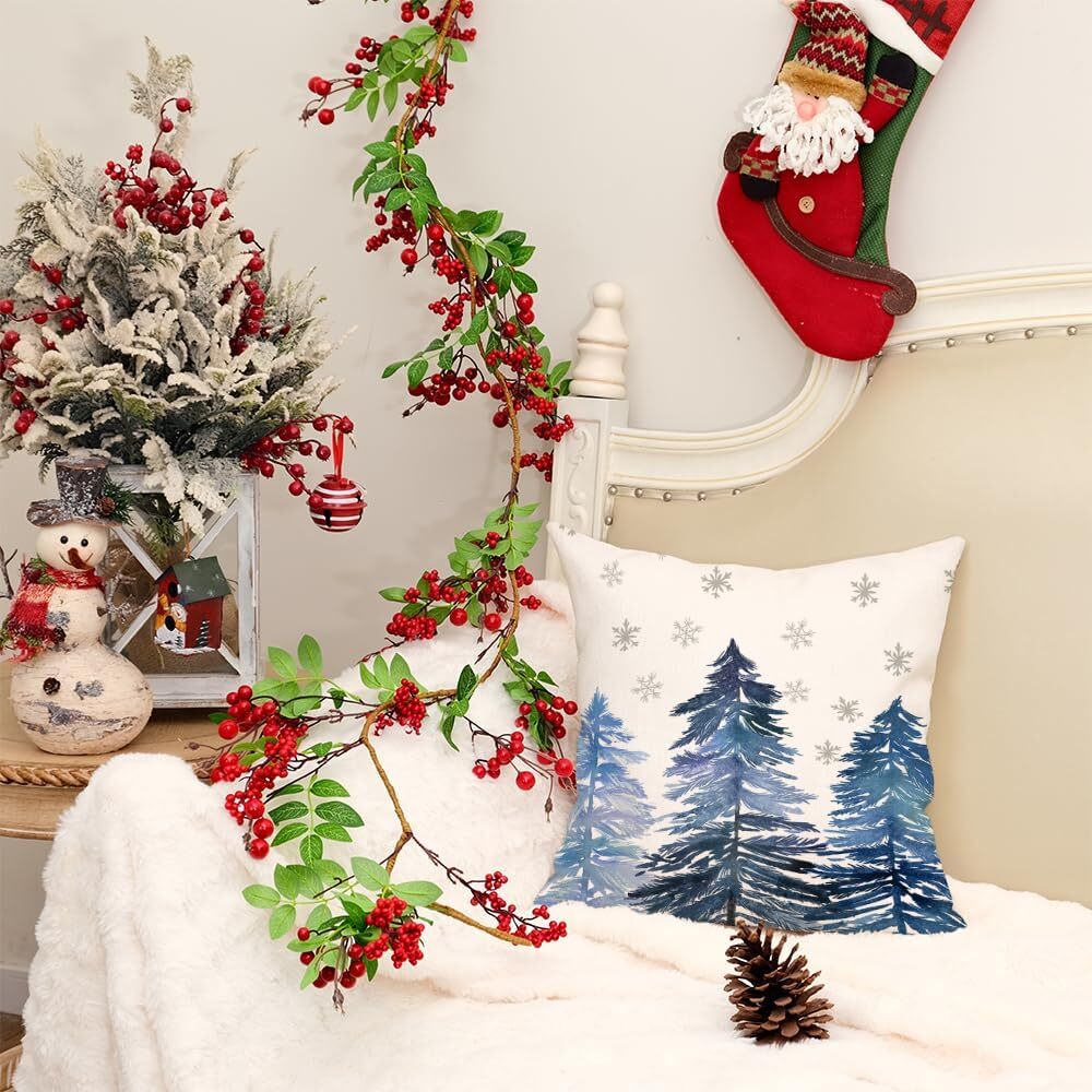 AACORS Christmas Pillow Cover 20X20 Inch Christmas Trees Snowflake Decorations