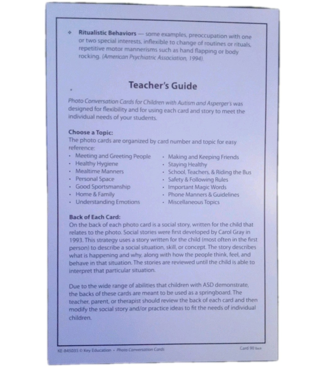 Key Education Photo Conversation Cards for Children with Autism and Asperger’s