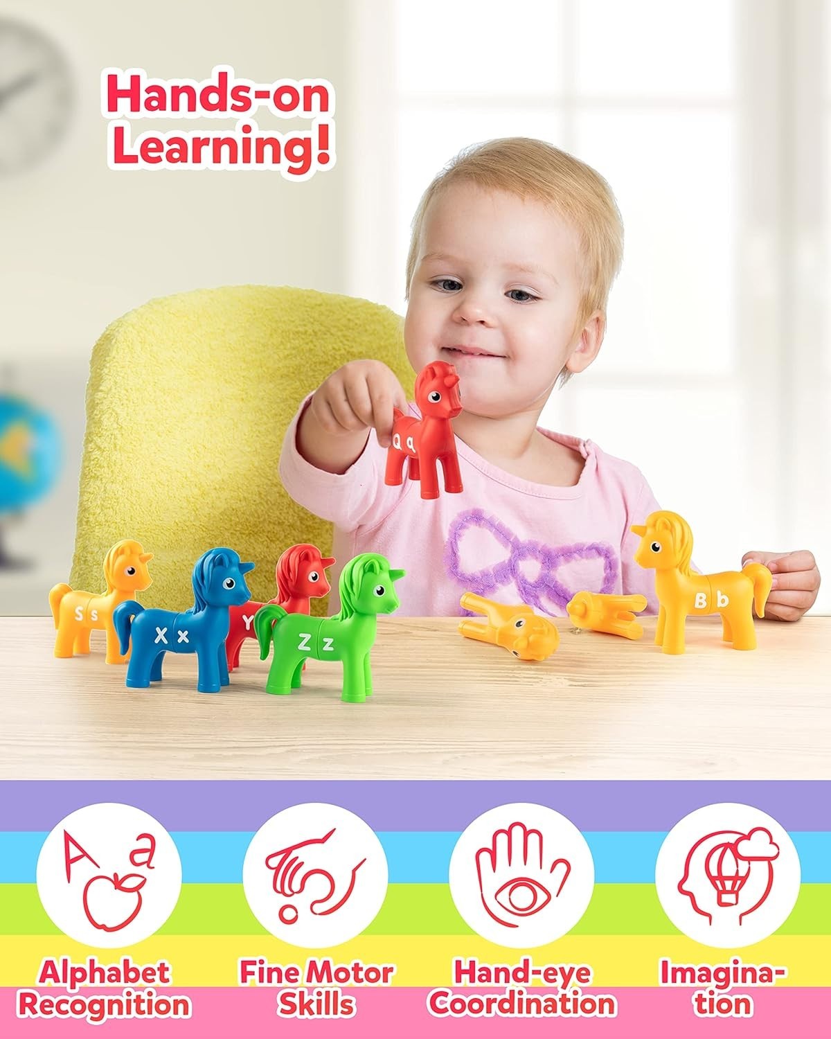Coogam Unicorn Uppercase & Lowercase Letters Matching Game,13pcs Double-Sided