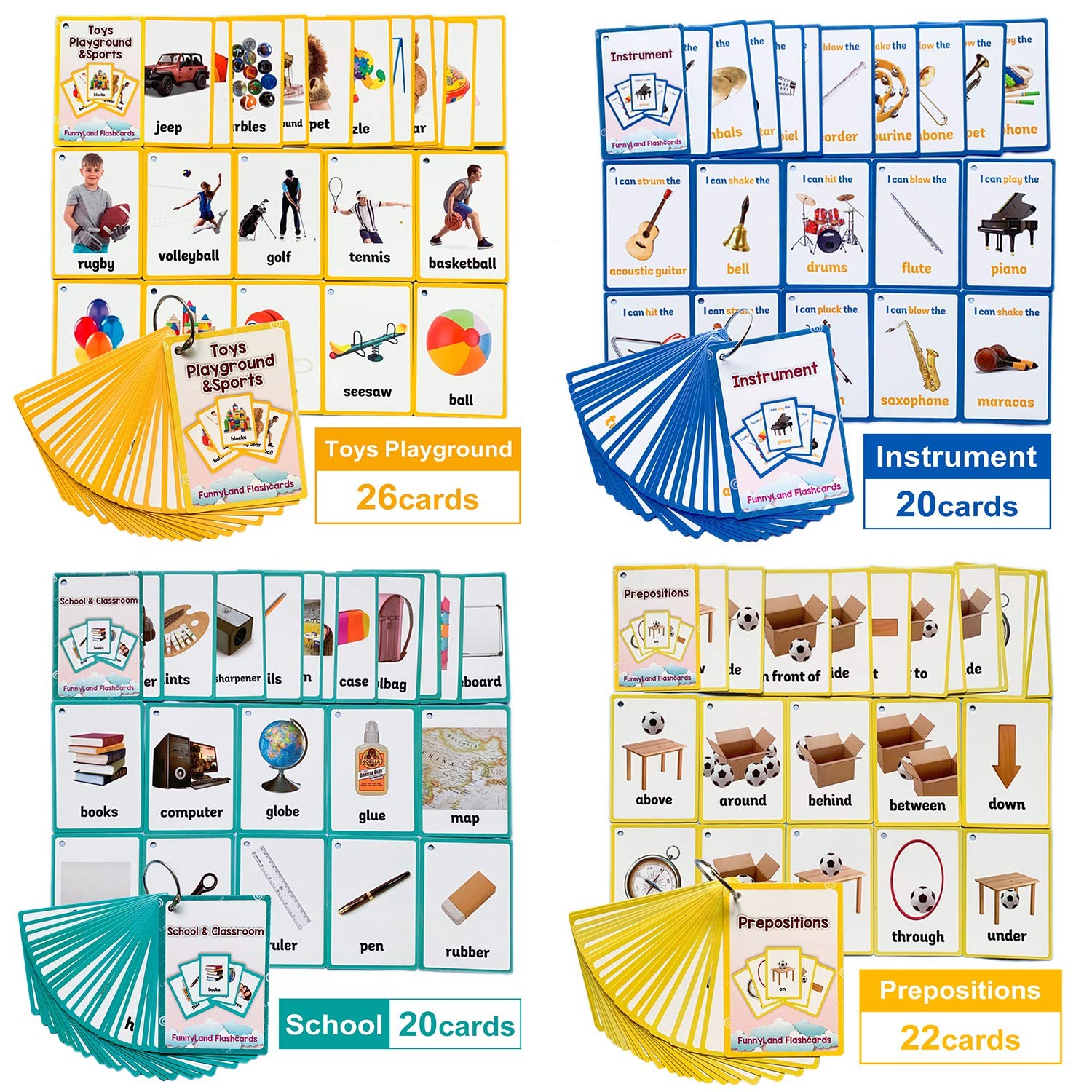 Richardy Toyssports/Instrument/Classroom/Prepositions Flash Cards English Kids