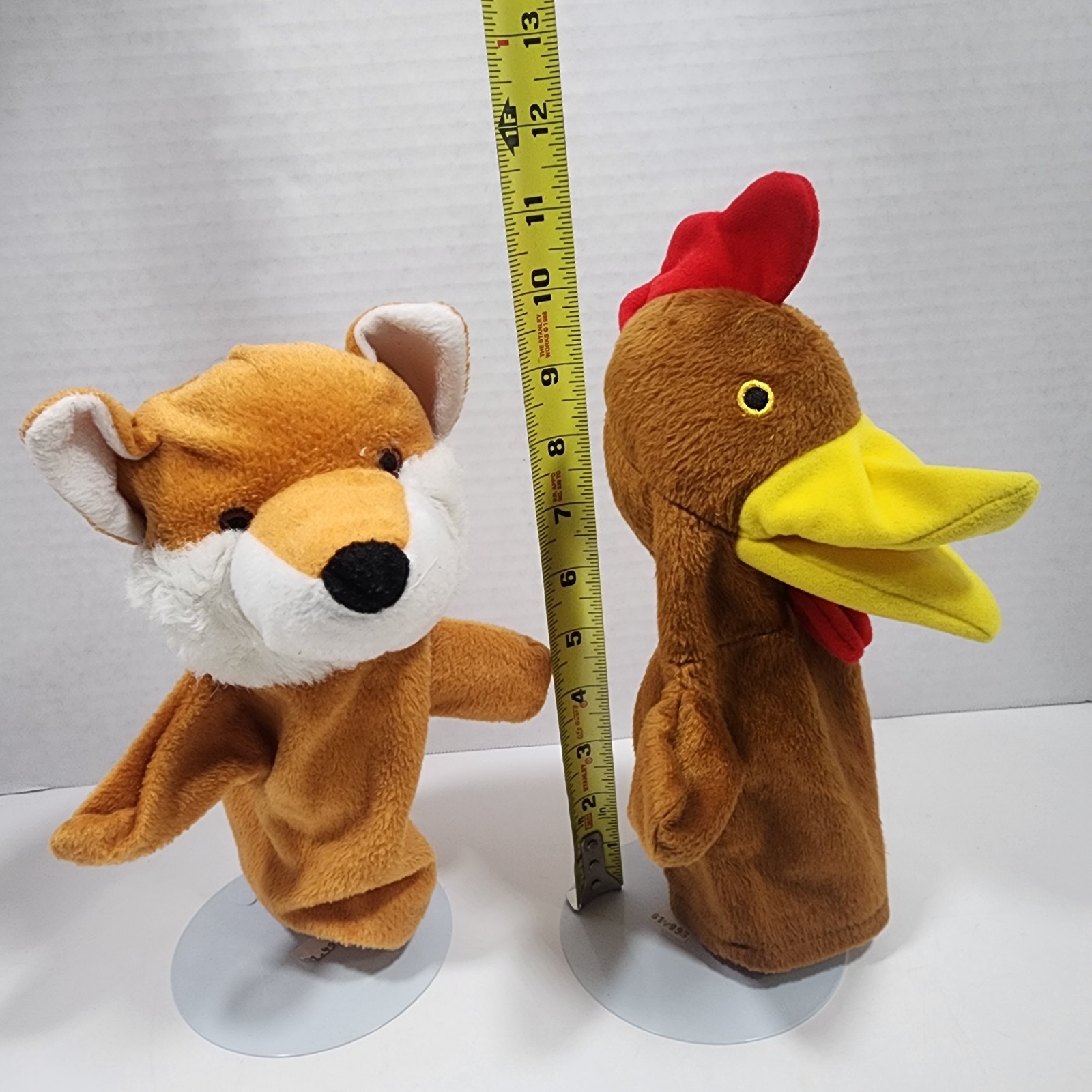 Hand Puppet Lot Of 2 Fox Rooster Educational