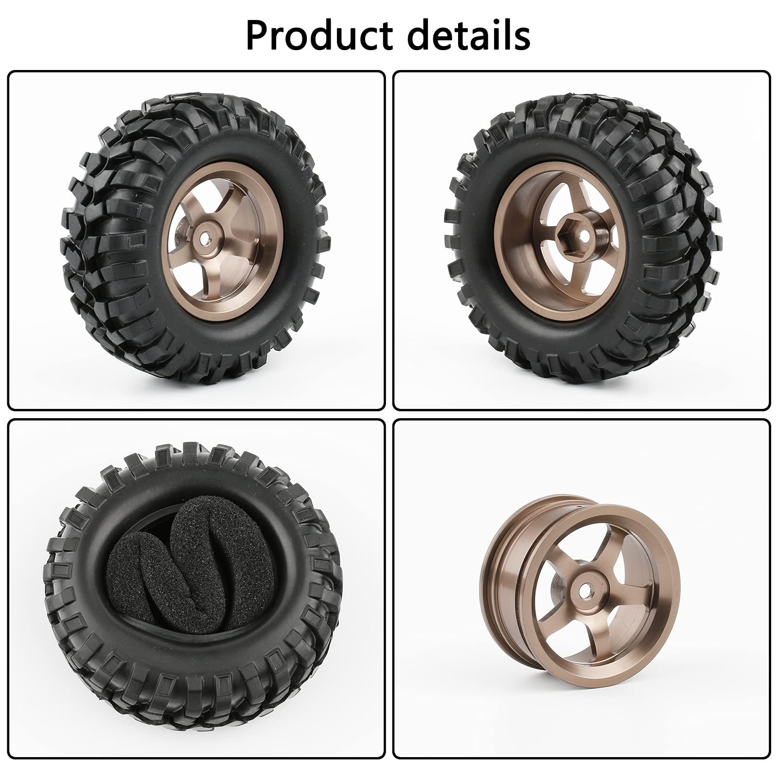 1.9 Tires and Wheels 12mm Hex for Traxxas Stampede – 1/10 RC Crawler Tires 96…