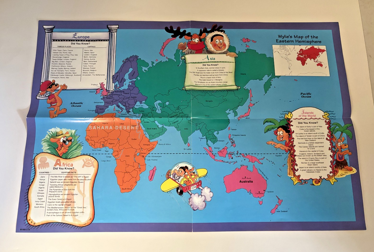 Vintage 1980s Discovery Toys Think It Through Tiles + 12 Books Map Learning Set