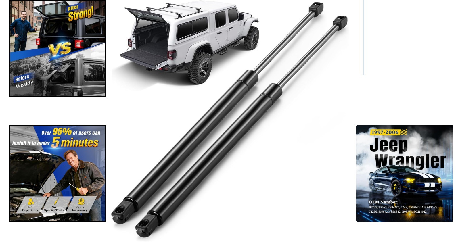 High-Strength Rear Window Struts for Jeep Wrangler – OEM Replacement 55076310AD