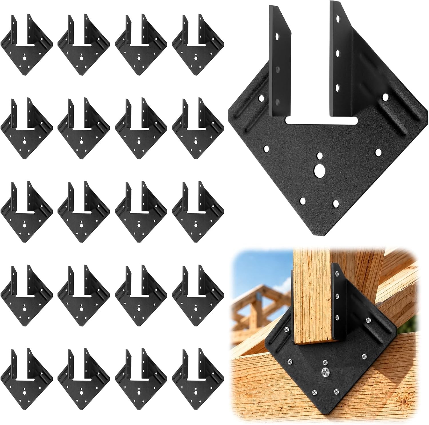 20 Pack Black Hurricane Ties Rafters 13 Gauge 2.2mm Carbon Steel Rafter Brackets