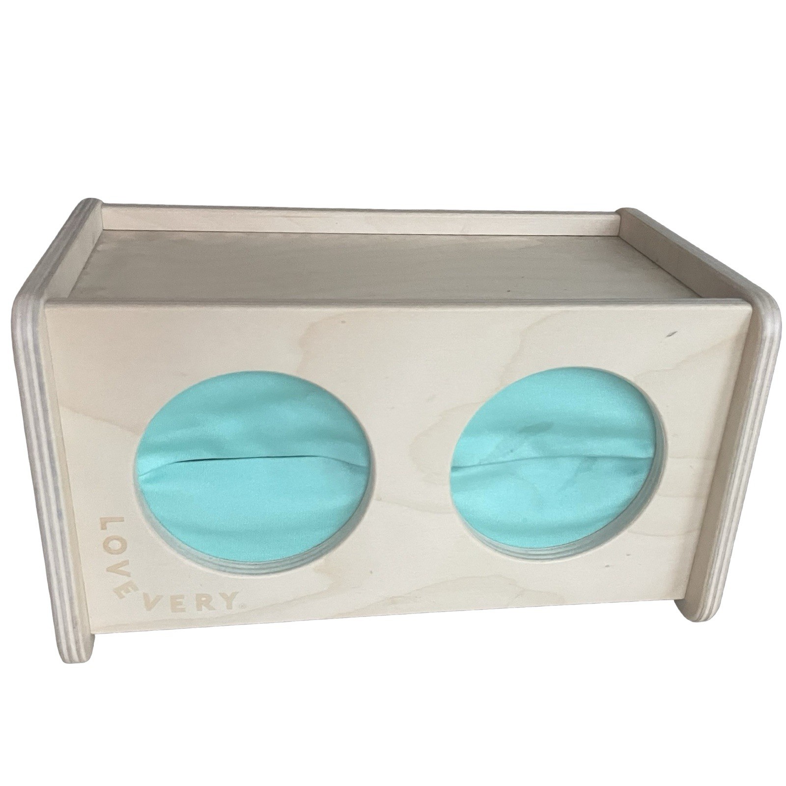 Lovevery Mystery Box Wooden Montessori Sensory Tactile Toy Teal STEM Box Only