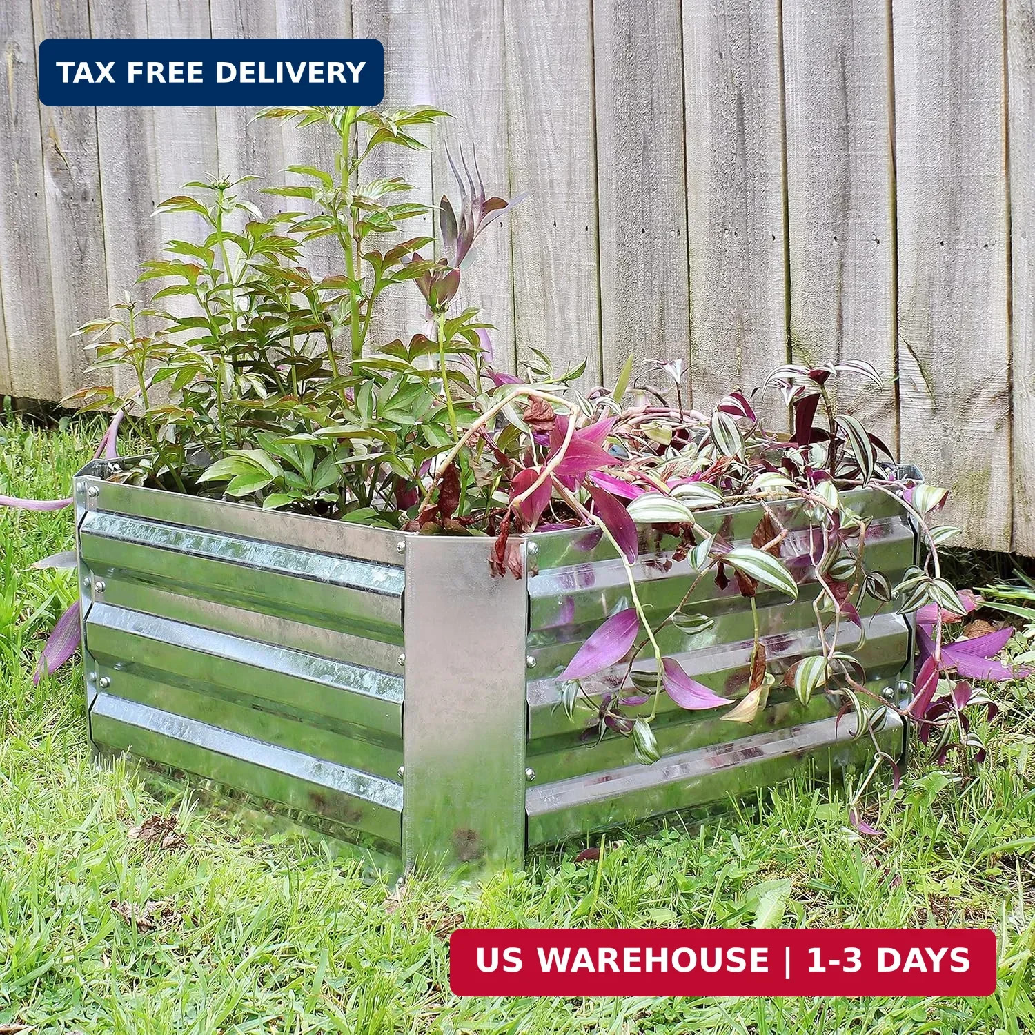 Sunnydaze Galvanized Raised Garden Bed Kit – 2x2x1 ft Outdoor Raised Garden Bed