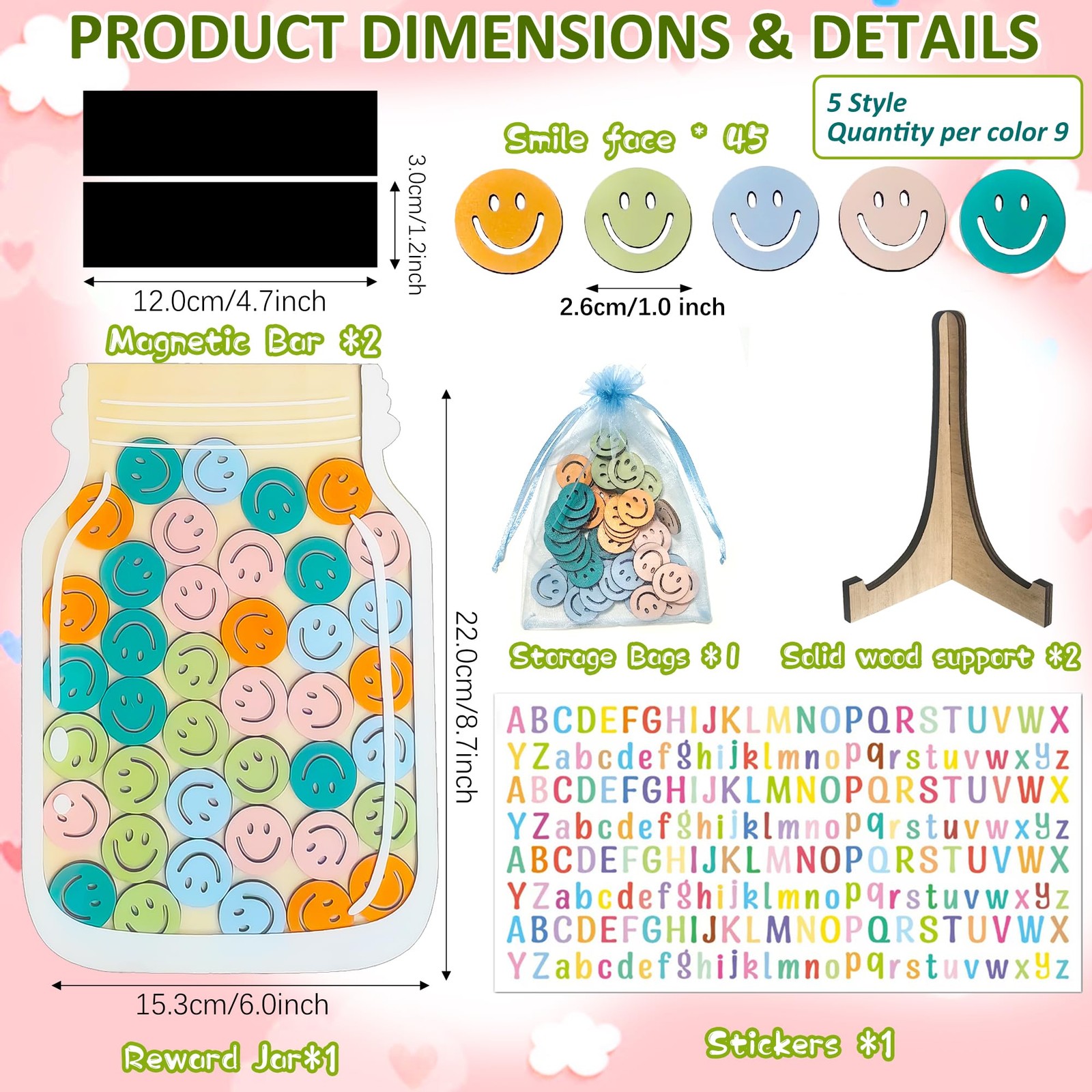 Personalized Star Reward System, 45Pcs Tokens, Behavior Training, Multicolor